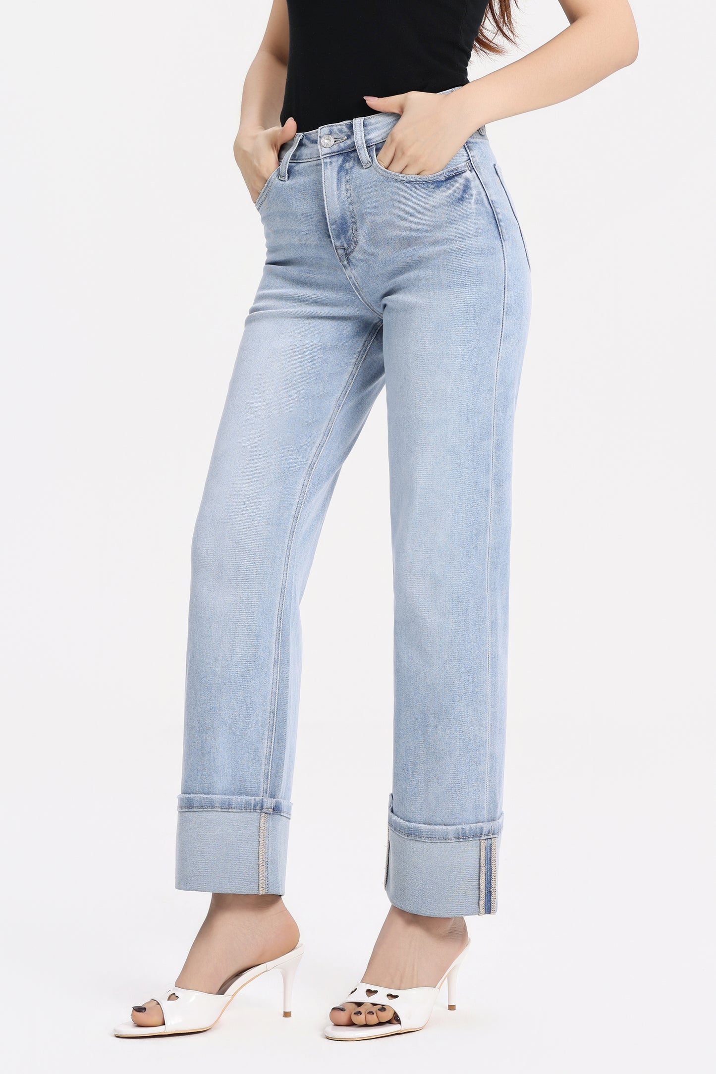 HIGH RISE STRAIGHT DENIM JEANS OST5030