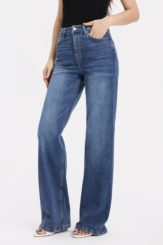 Flattering Baggy High Rise Wide Leg Denim Jeans OSW8021EC