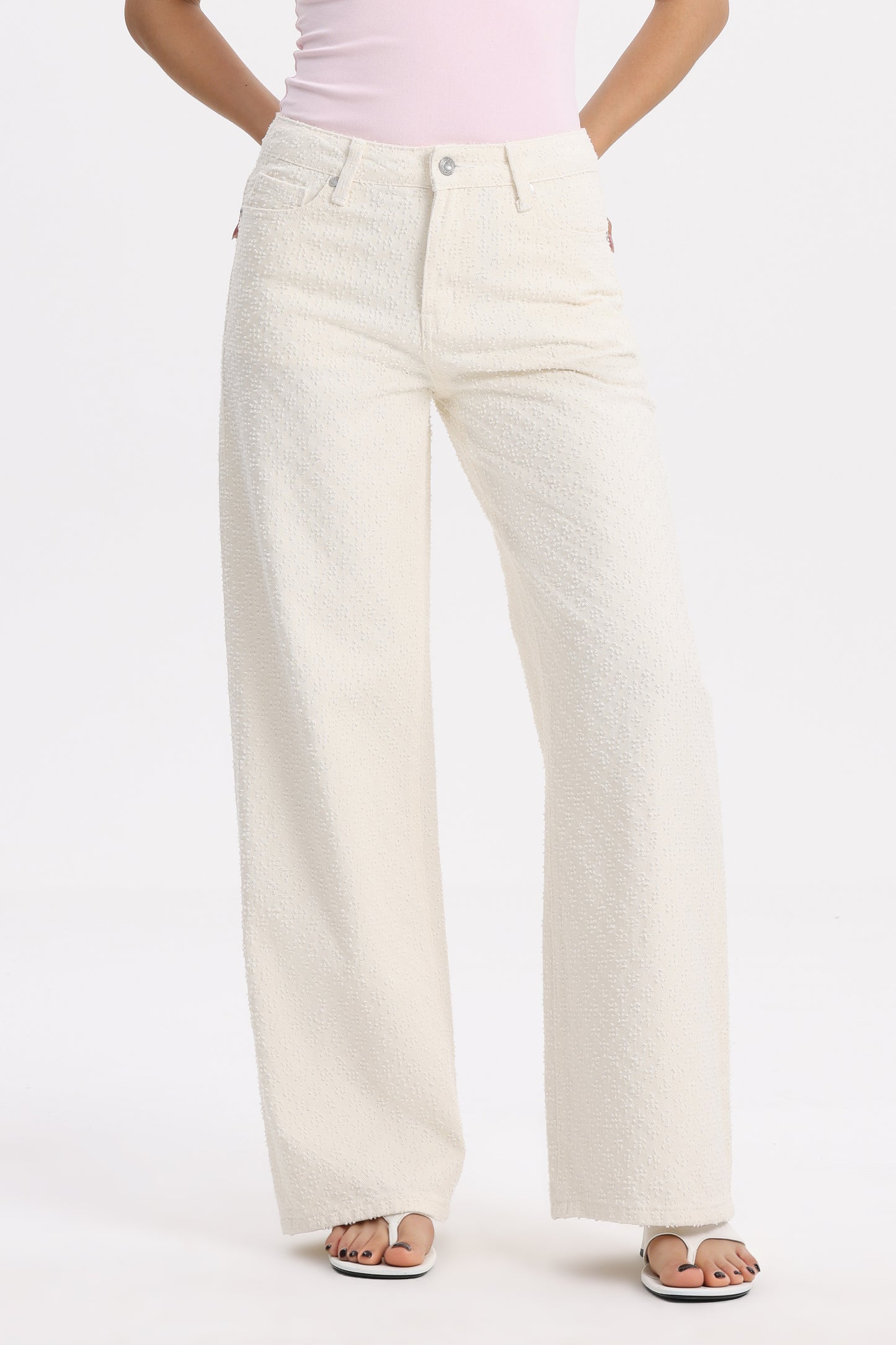 White High Waist Wide Leg Pants OSW8026