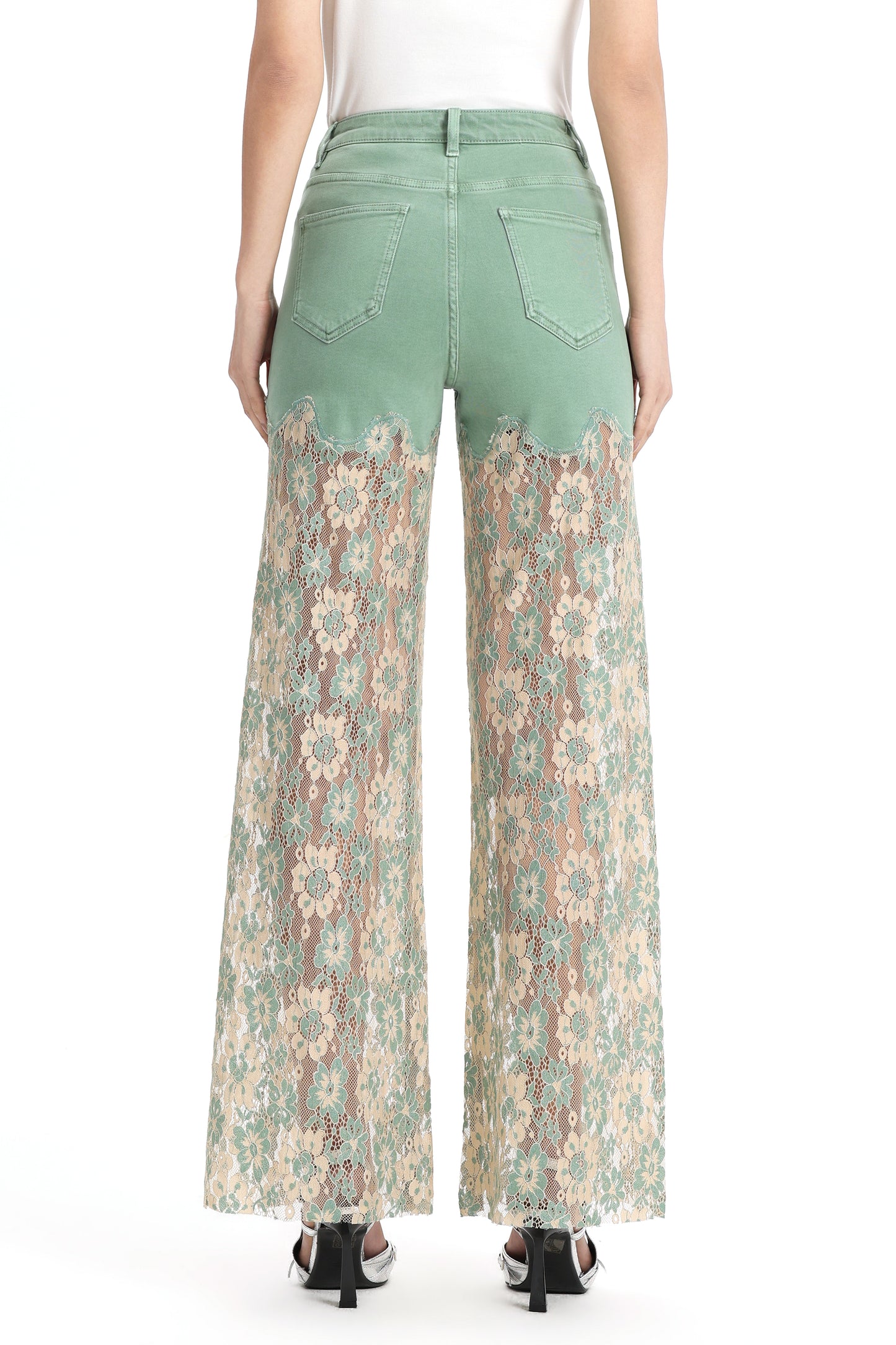High Rise Lace Pants with Rhinestone OSW8027