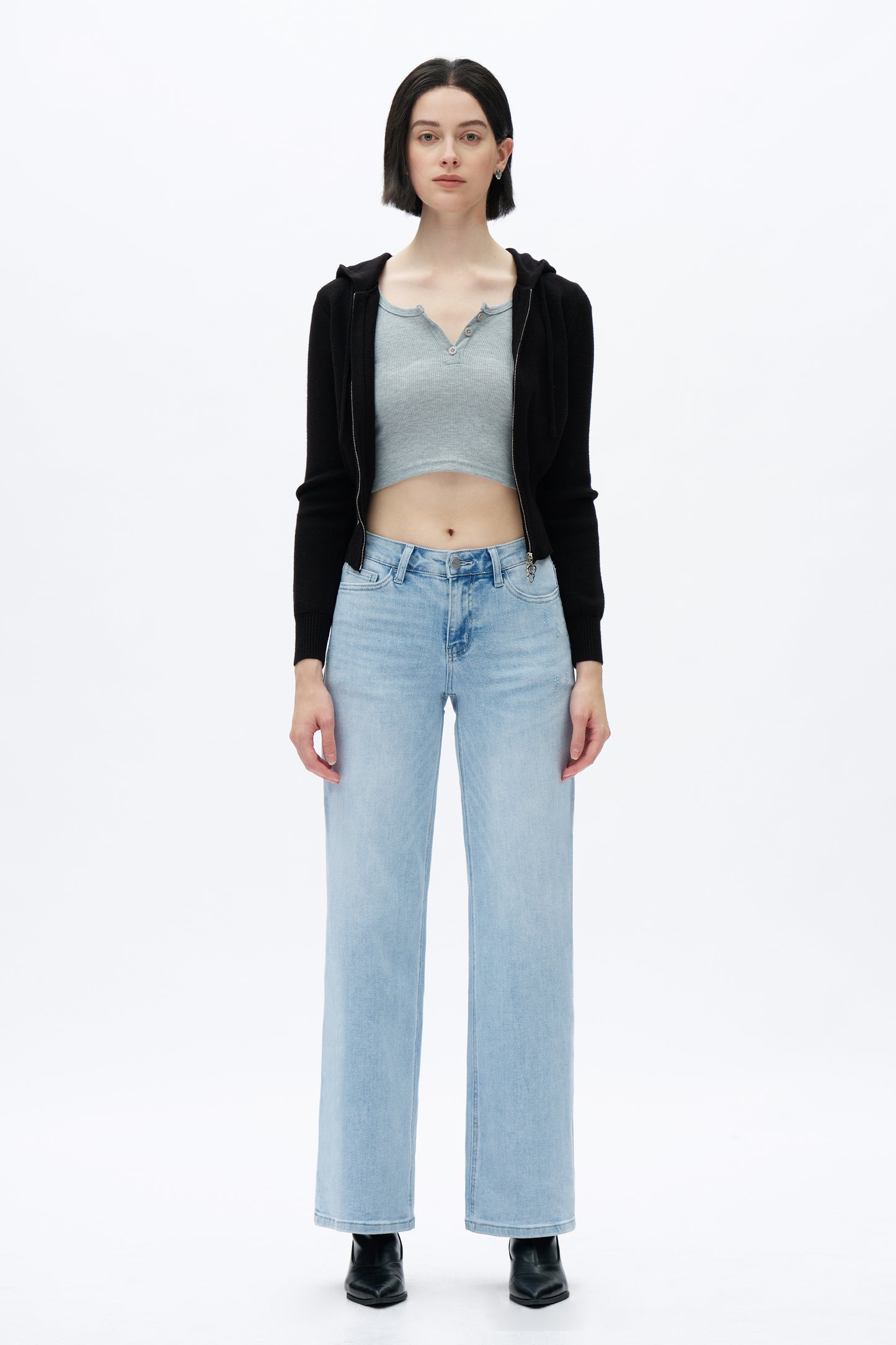 MID RISE BAGGY BBL WIDE LEG DENIM JEANS OSW8001