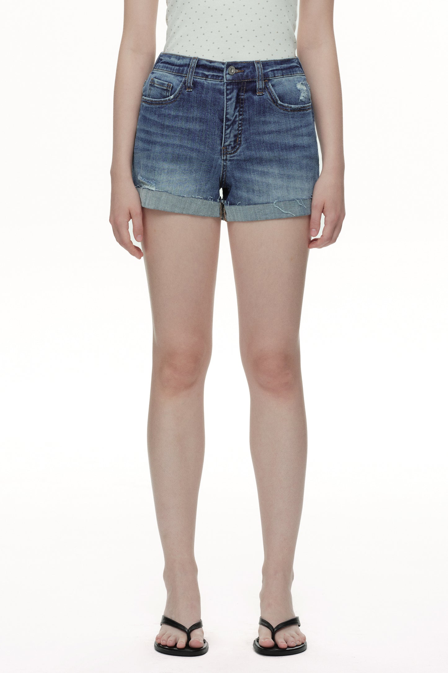 Plus Mid Rise Denim Shorts OSH6020-P
