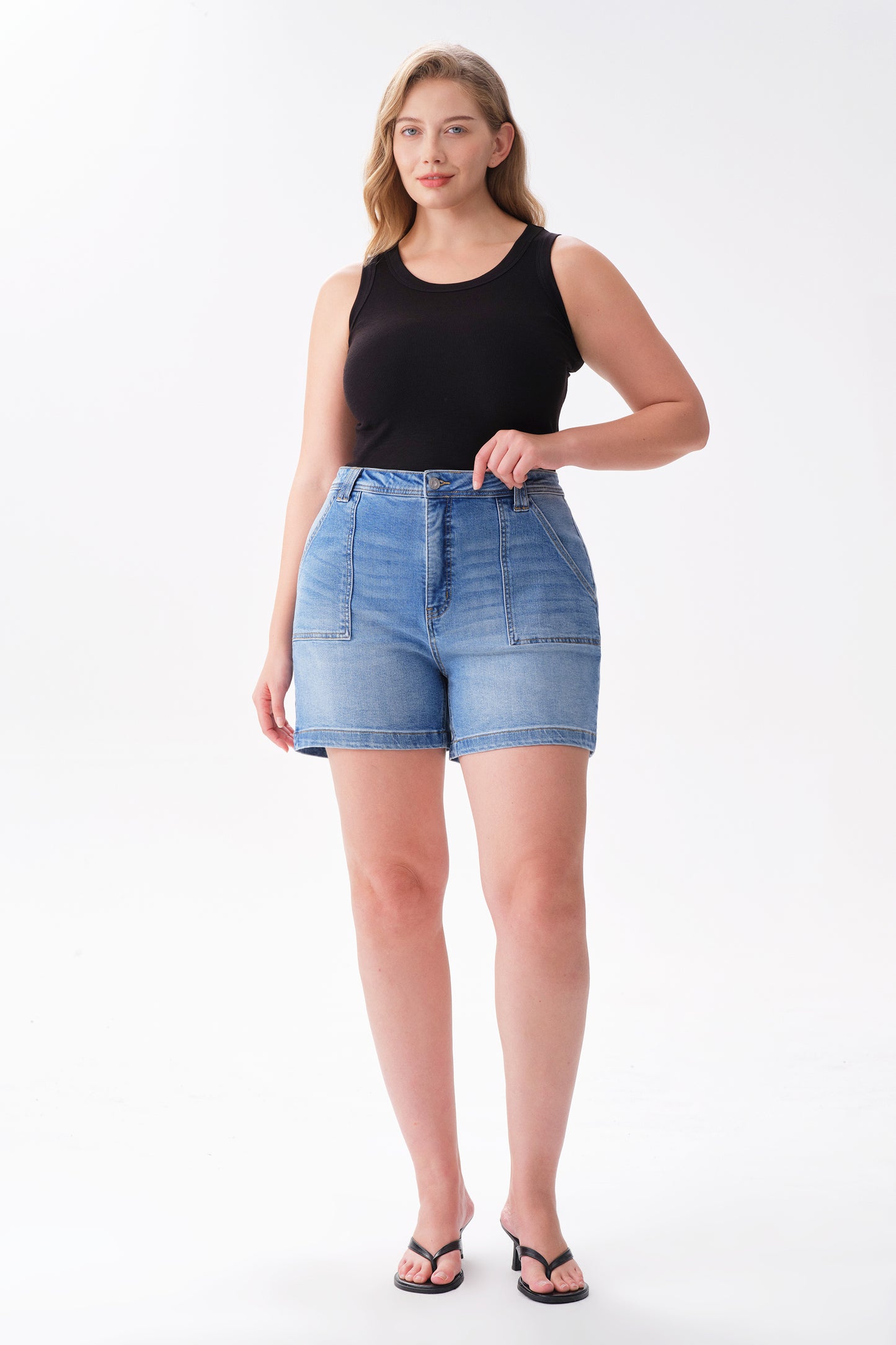 Plus High Rise Denim Shorts OSH6015-P