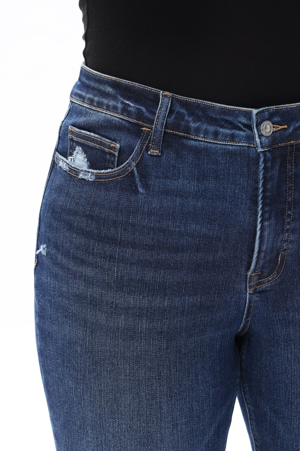 Plue Size Mid Rise Straight Denim Jeans OSTM5001EC-P