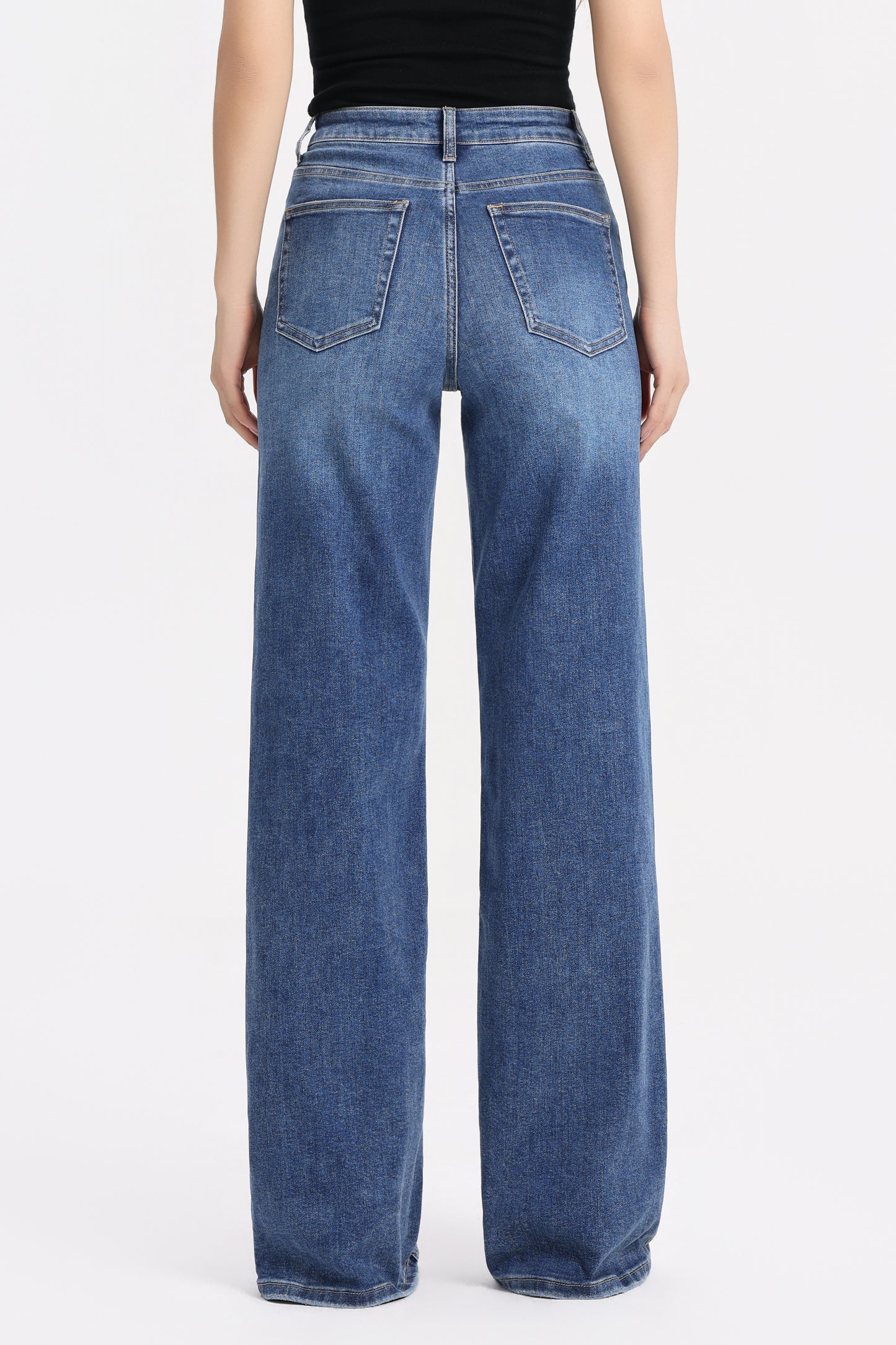 Flattering Baggy High Rise Wide Leg Denim Jeans OSW8021EC
