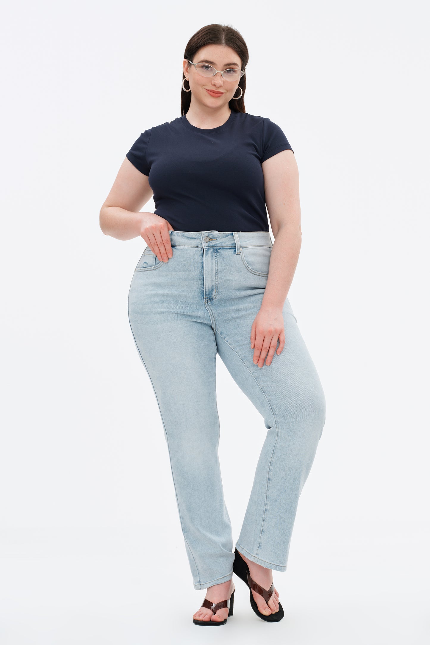 Plus Size High Rise Bootcut Denim Jeans OSF1143EC-P