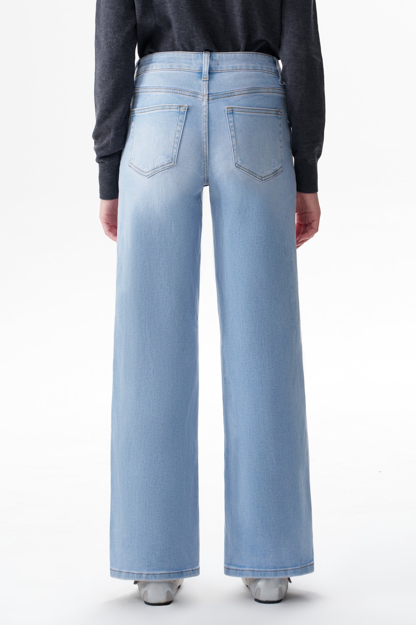 Mid Rise Baggy BBL Wide Leg Denim Jeans OSW8001