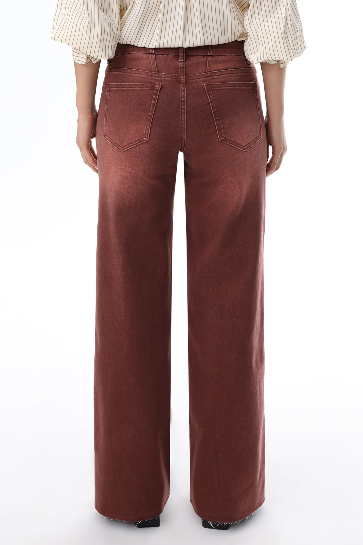 Mid Rise Wide Leg Jeans Raw Hem Vintage Denim OSW8019