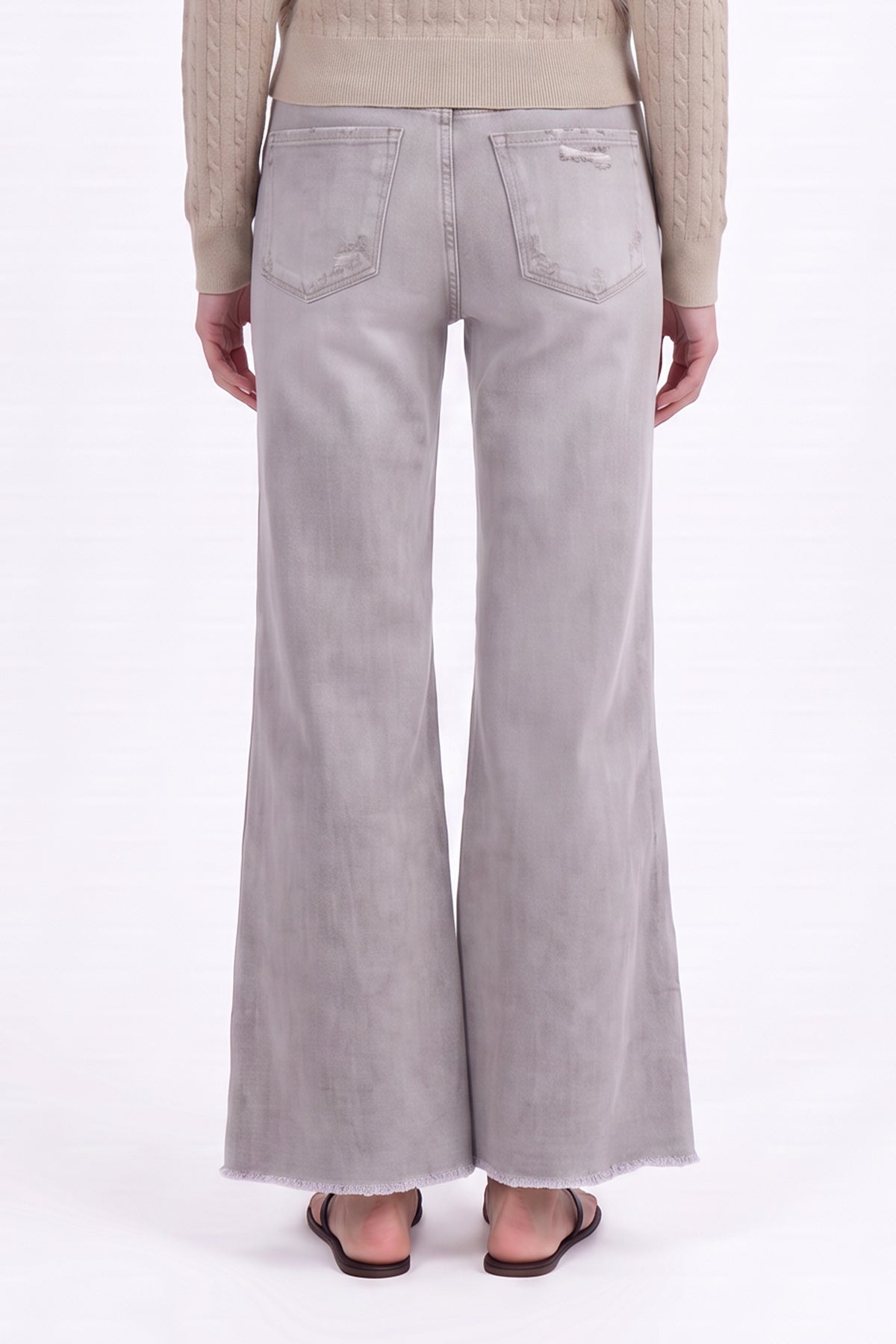 MID HIGH RISE SUPER FLARED WIDE LEG ANKLE JEANS ESFW620804