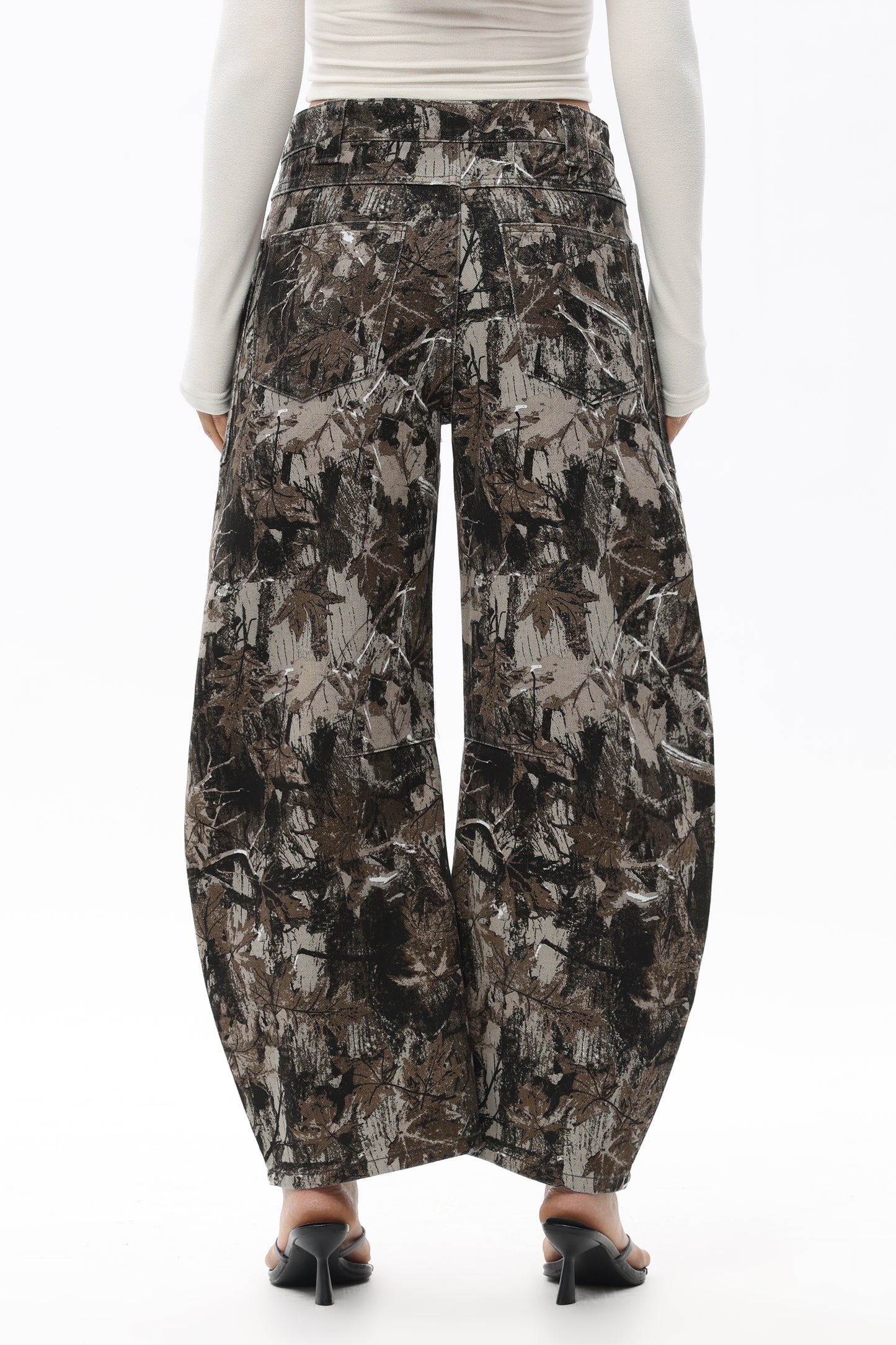 Baggy Bohemia Mid Rise Barrel Print Pants OSOX011