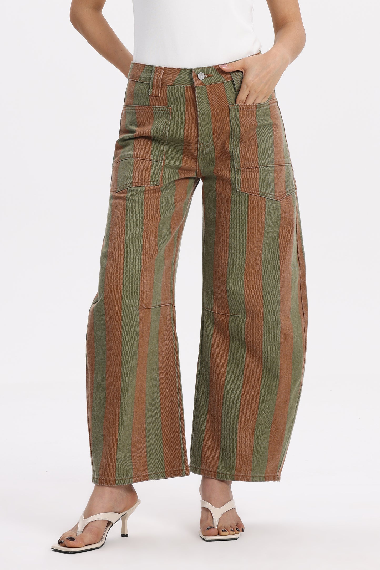 Baggy Bohemia Mid Rise Barrel Print Pants OSOX011