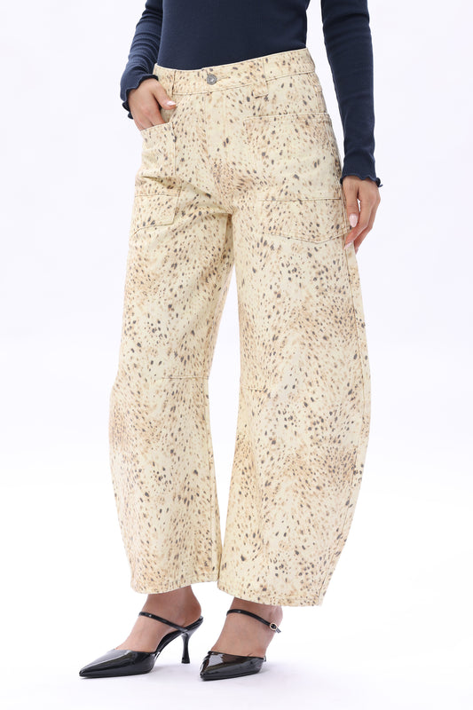 Baggy Bohemia Mid Rise Barrel Print Pants OSOX011