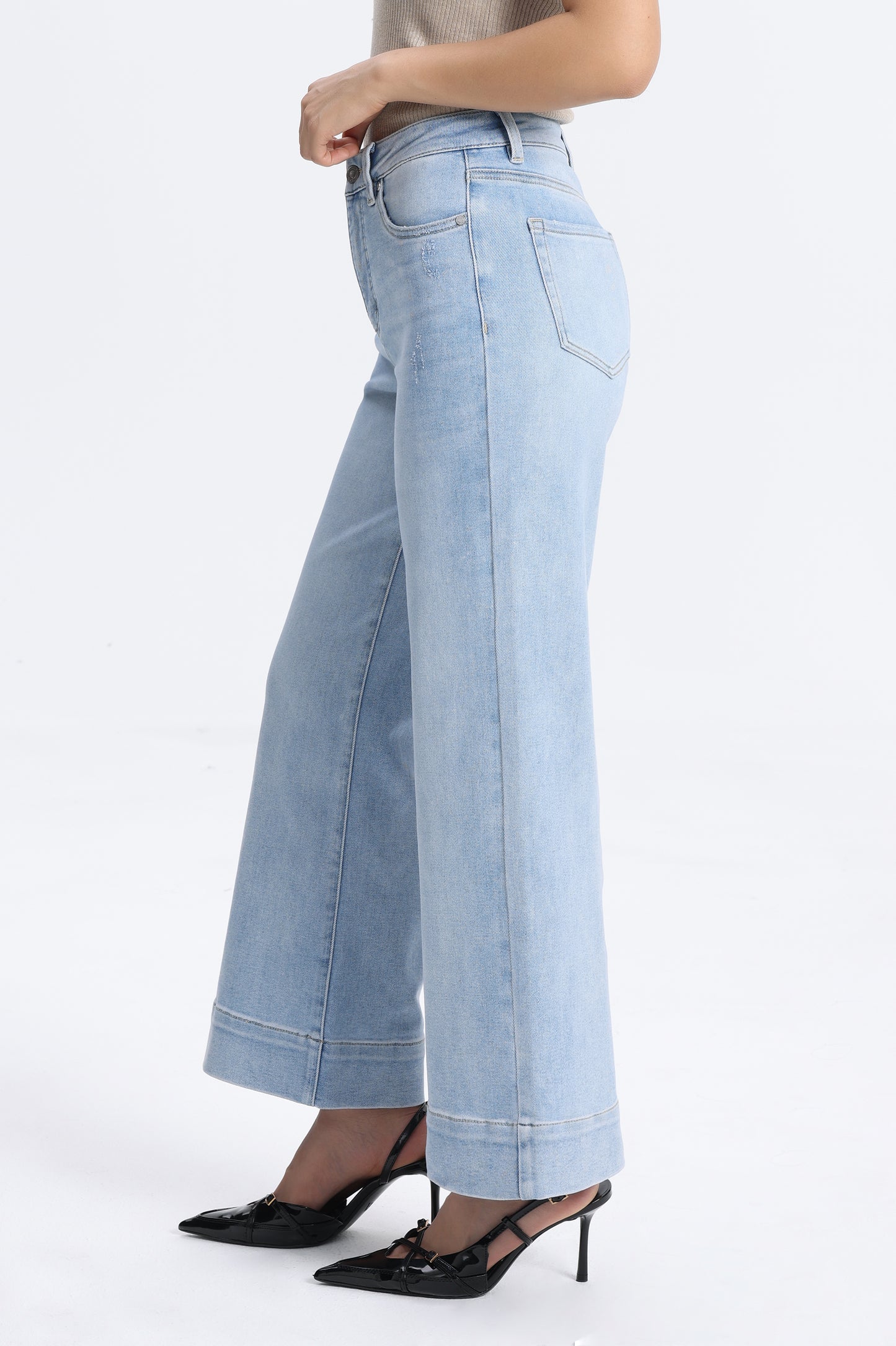 High Rise Wide Leg Denim Jeans - Regular & Petite OSW8099