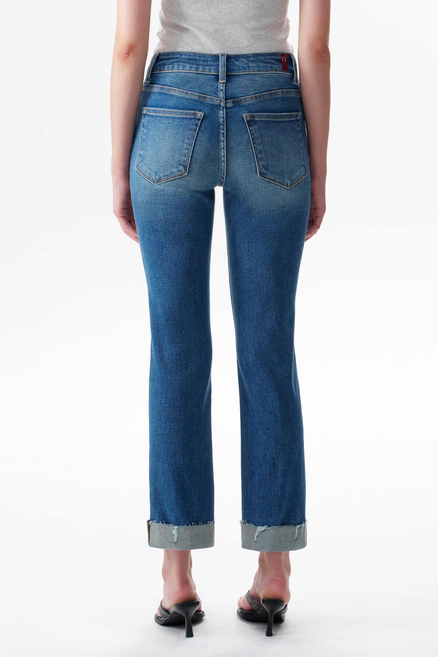 The Eloise Mid Rise Cuffed Straight Ankle Jeans ESFT620503