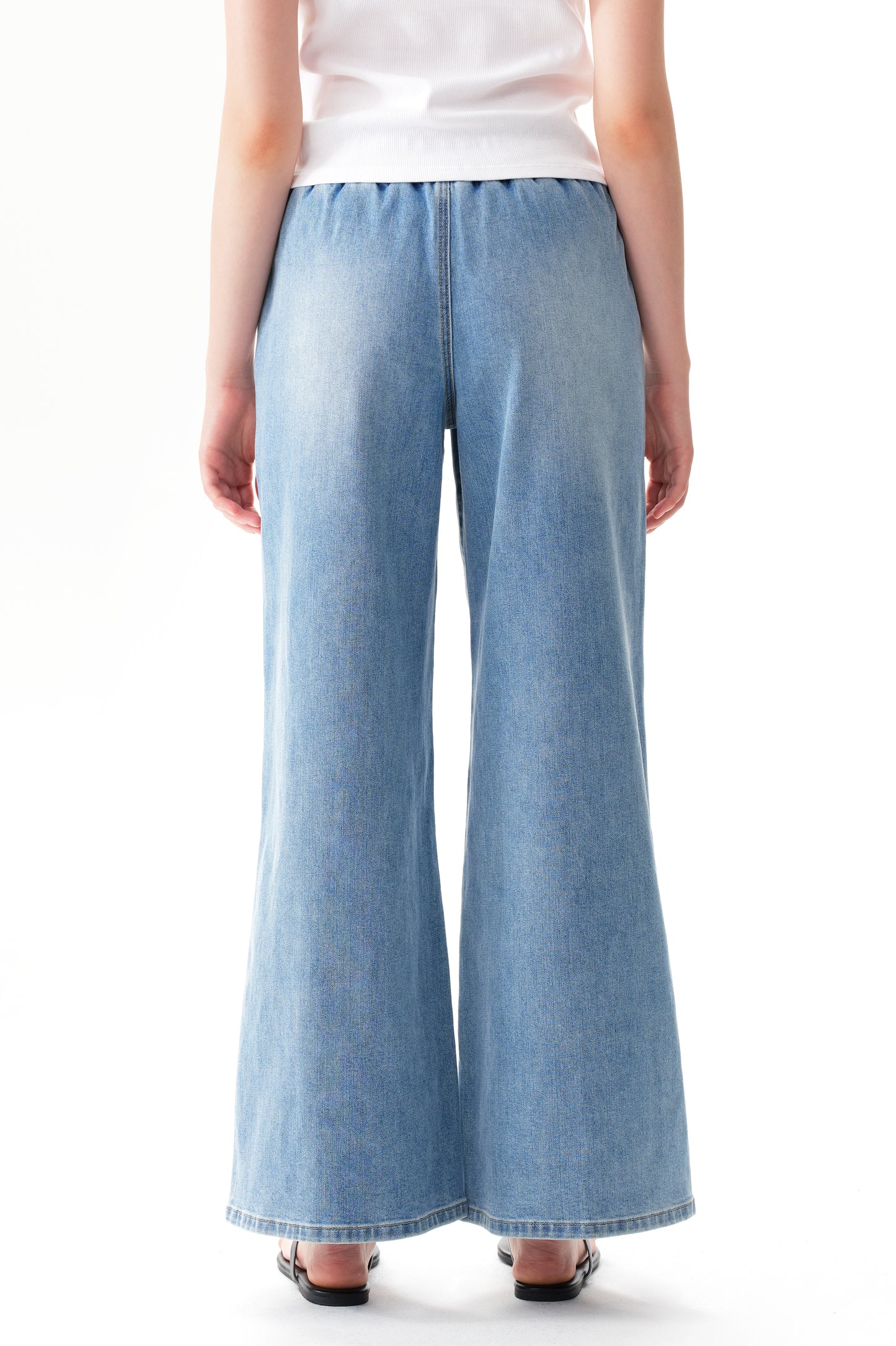 High Rise Drawstring Wide Leg Denim Jeans OSGG001