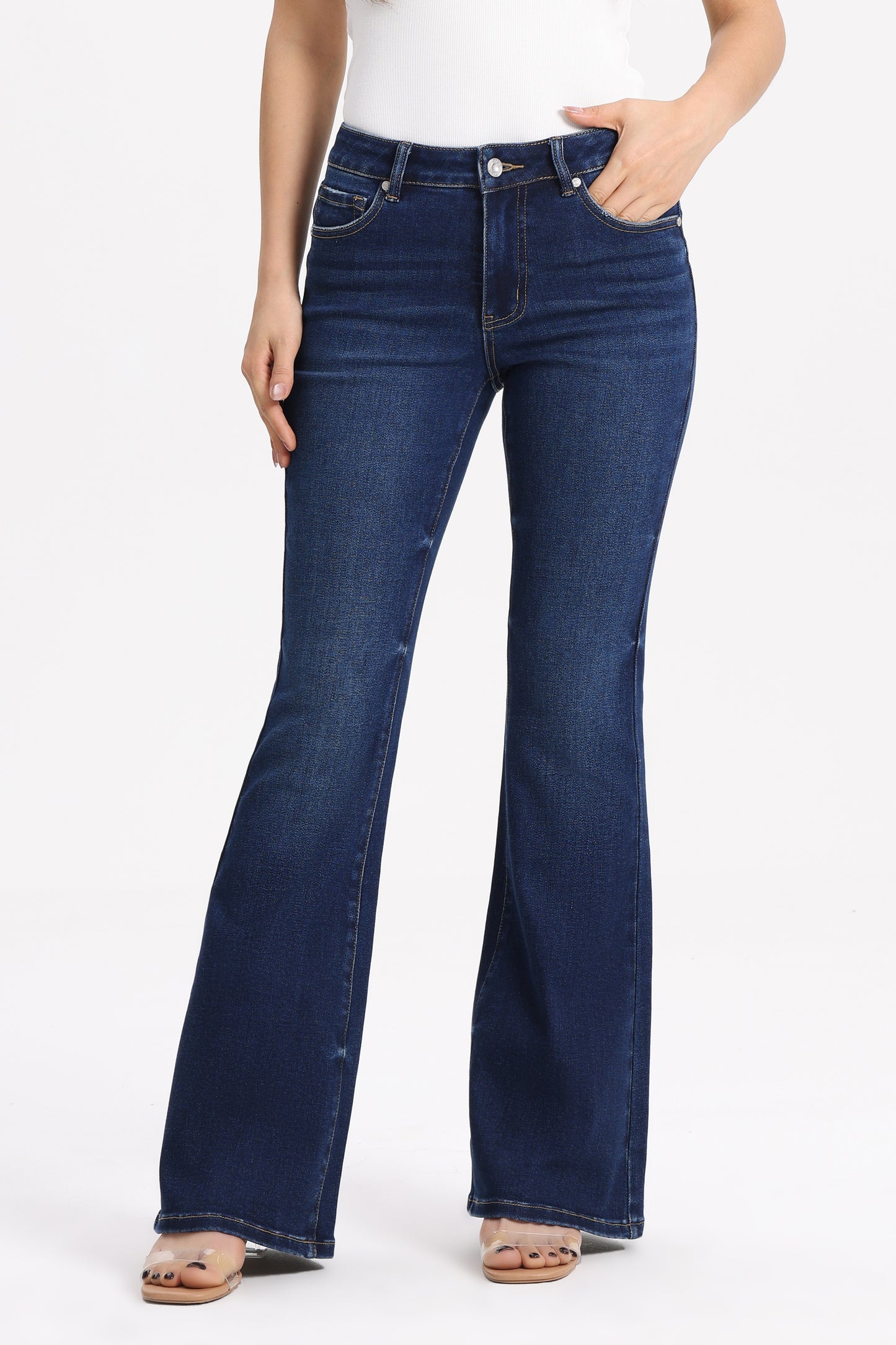 Flattering High Rise Flare Denim Jeans OSF1148EC