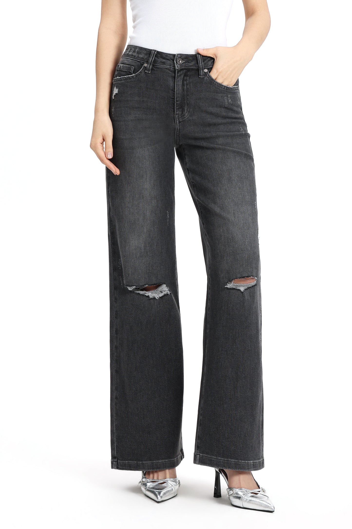 Mid Rise Wide Leg Denim Jeans OSW8084