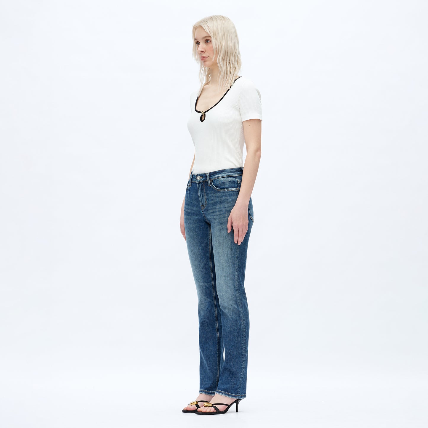 Mid Rise Straight Denim Jeans OSTM5001EC