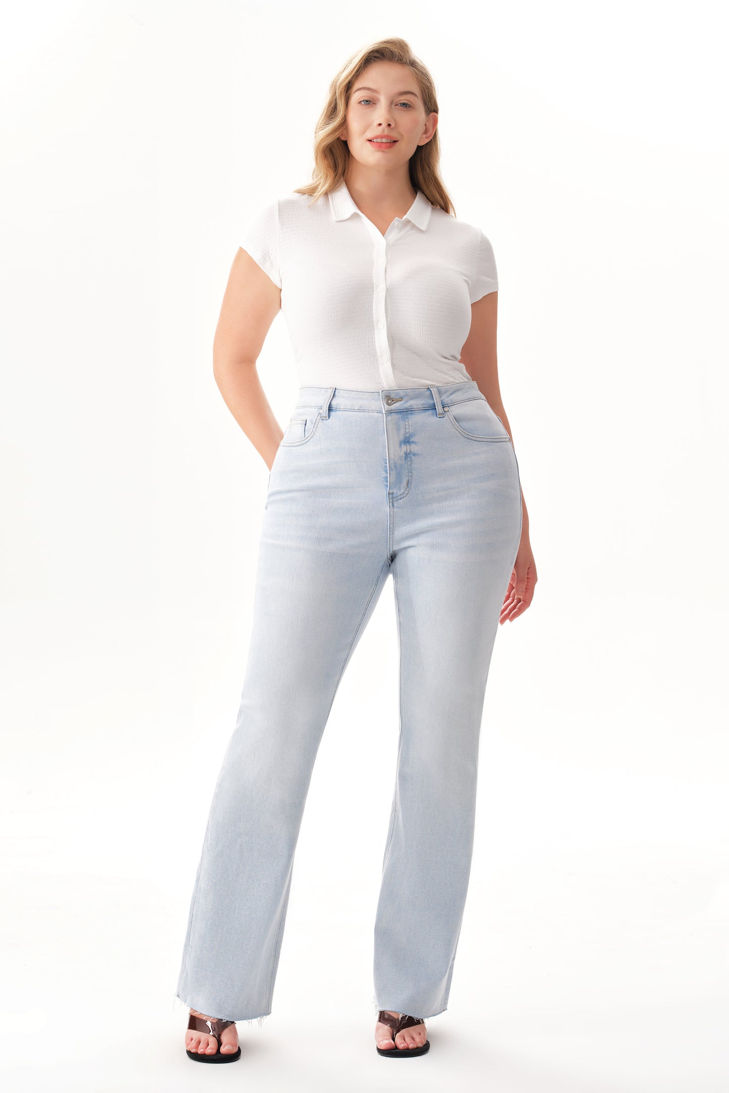 Plus Size High Rise Bootcut Denim Jeans OSF1149-P