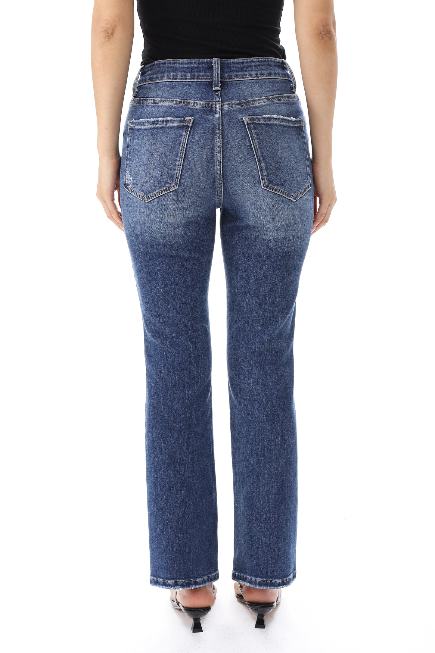 High Rise Bootcut Ankle Jeans ESFF640109