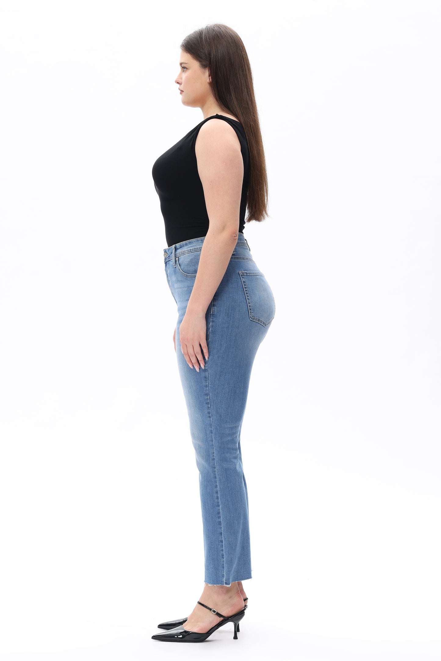 Plus Size Mid Rise Bootcut Ankle Denim Plus Jeans OSF1138-P