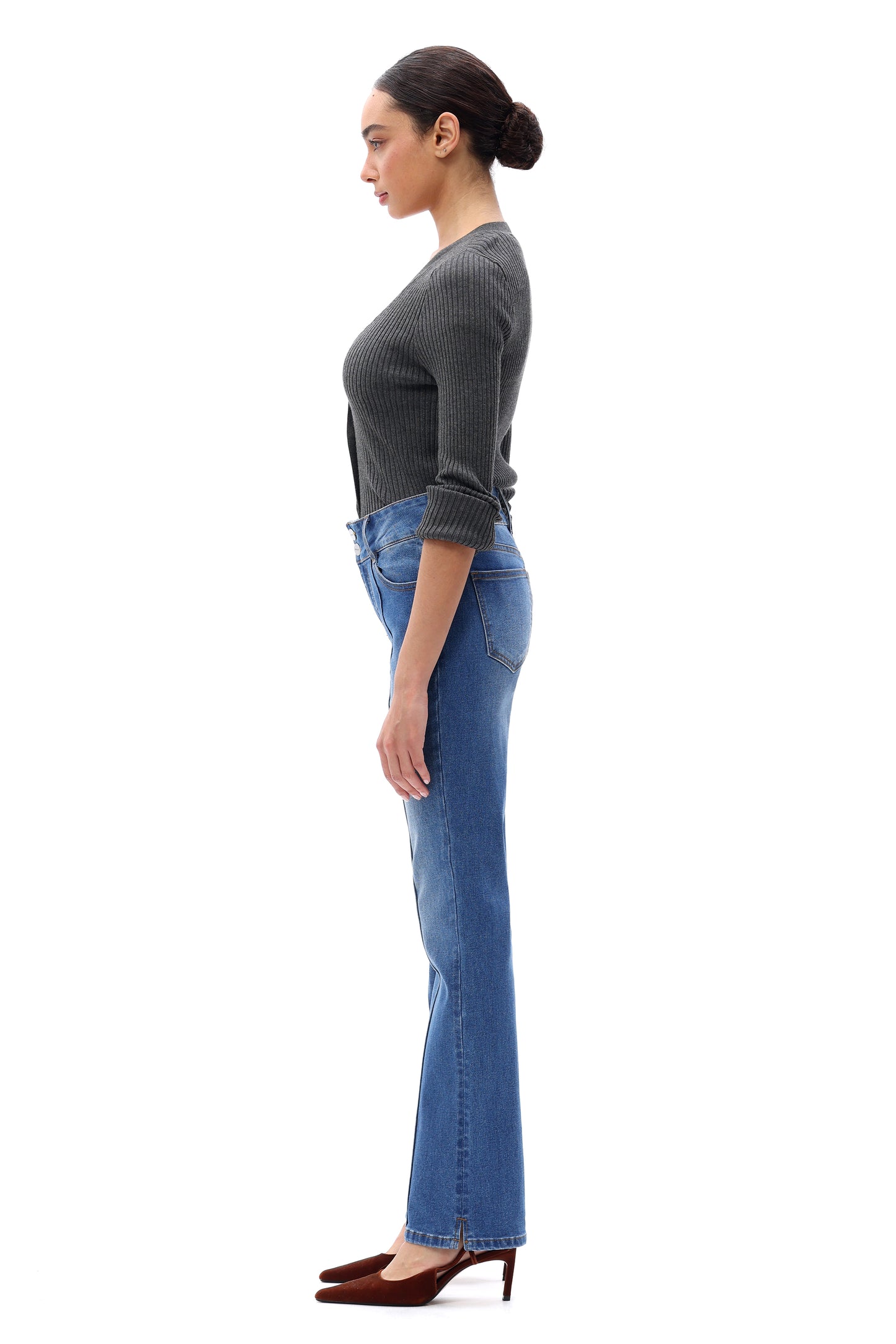Mid Rise Bootcut Flare Leg Denim Jeans OSF1141EC