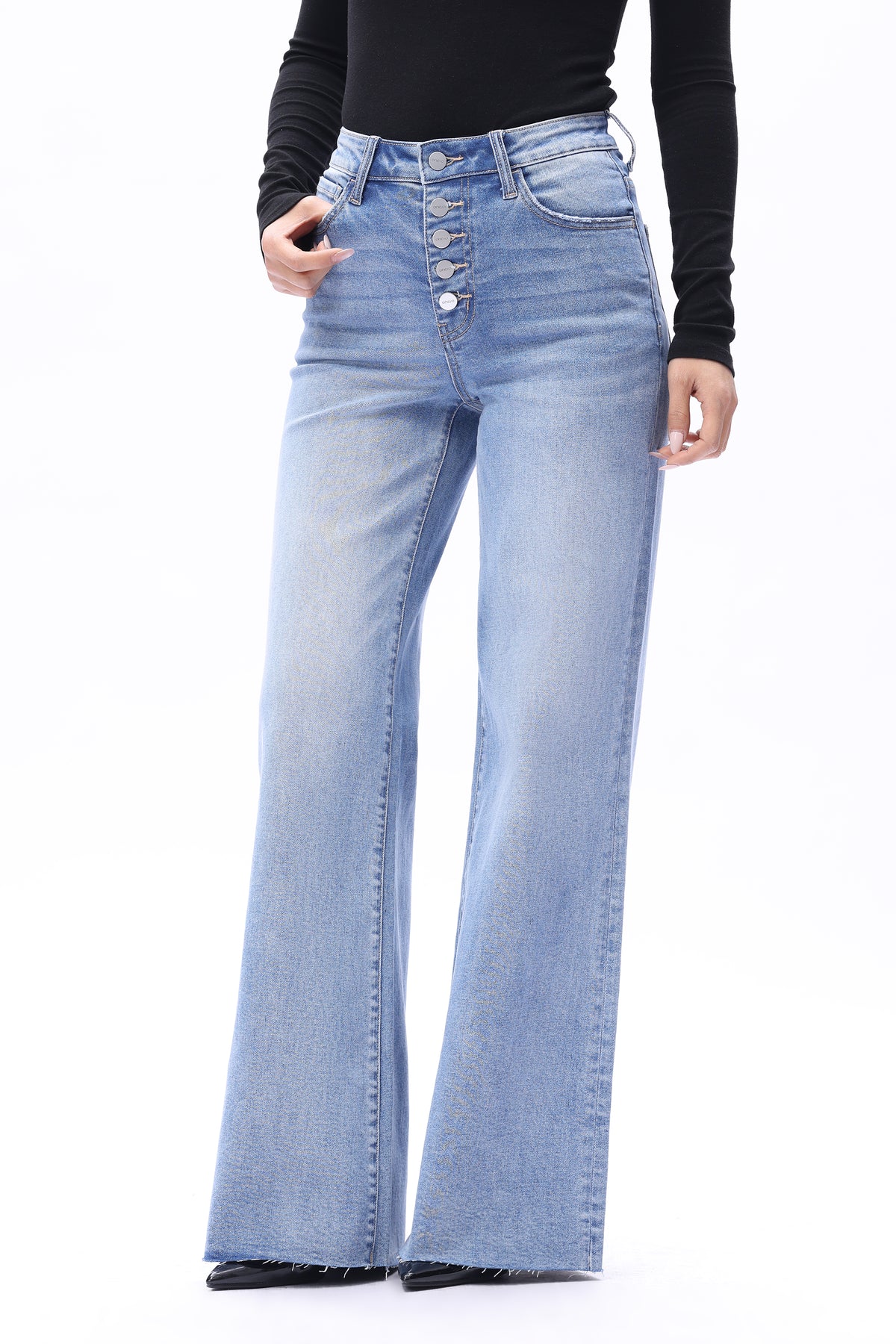 Mid High Rise Flared Wide Leg Tall Jeans ESFW640843