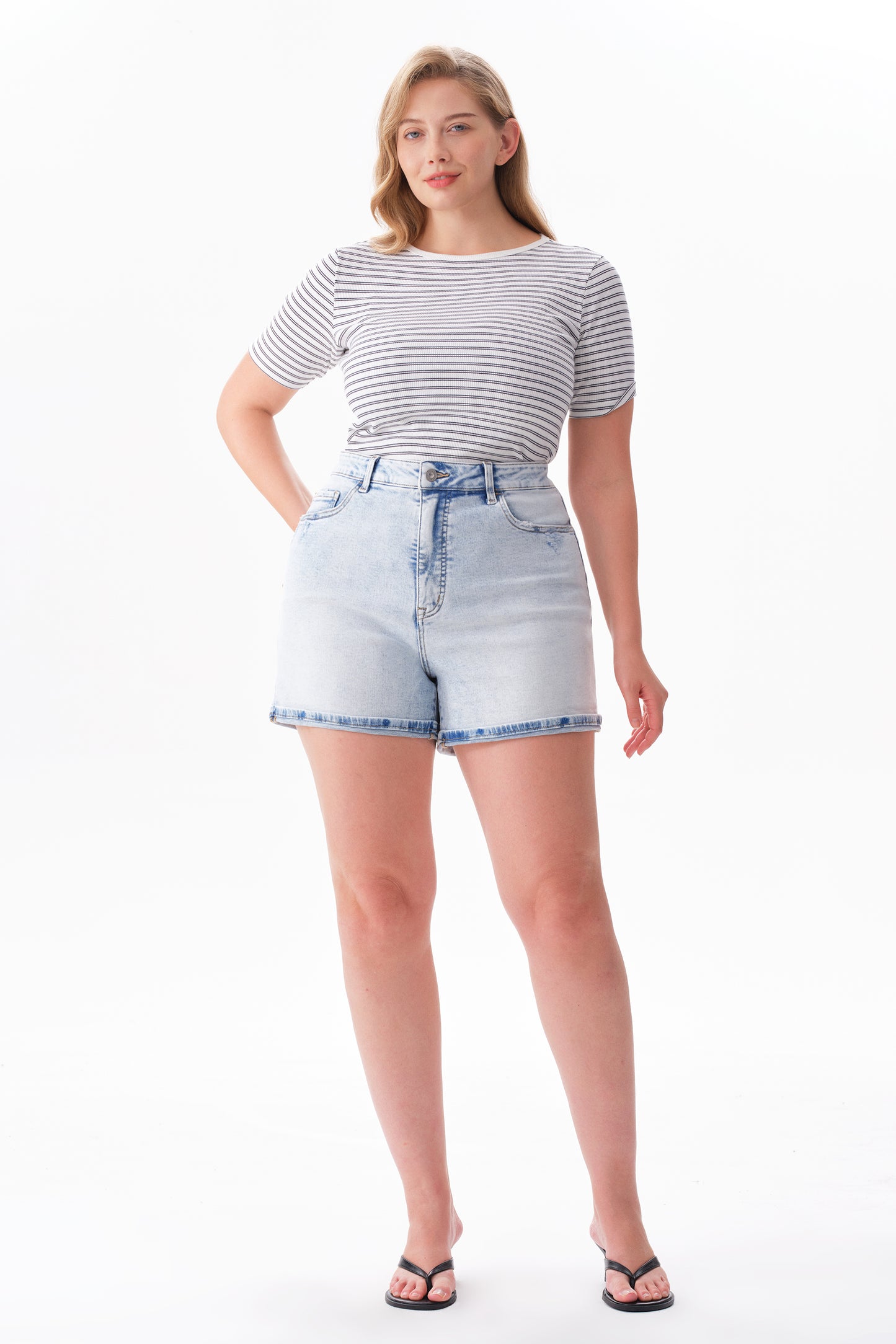 Plus High Rise Denim Shorts OSH6018-P
