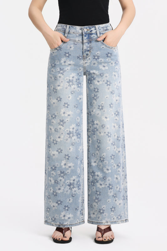 High Rise Baggy Wide Leg Denim Jeans OSW8071