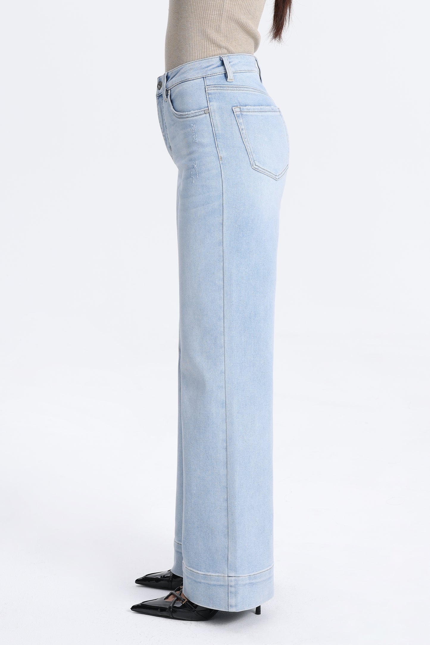 High Rise Wide Leg Denim Jeans - Regular & Petite OSW8099