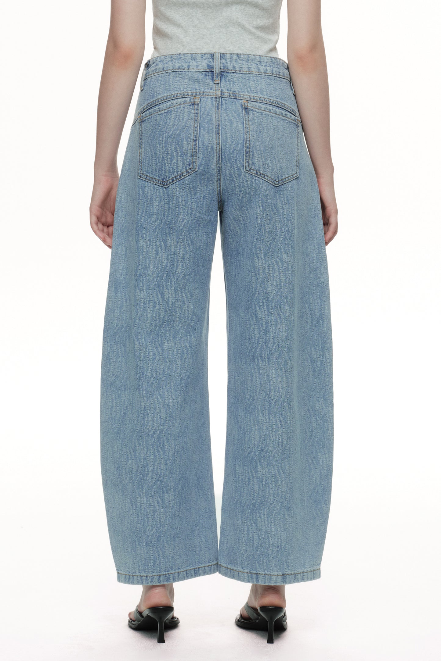 Baggy Relaxed High Rise Barrel Ankle Jeans OSOX014