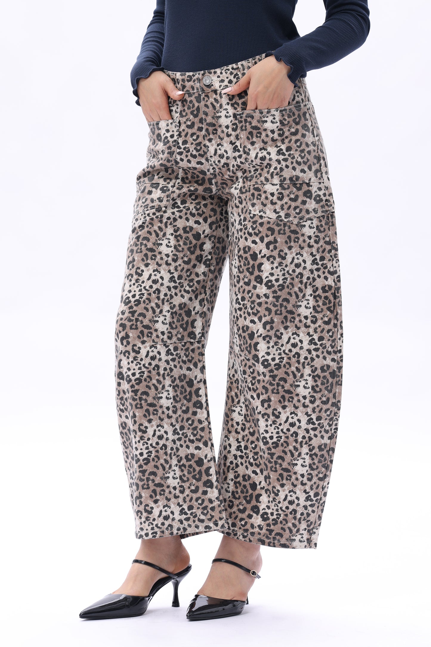 Baggy Bohemia Mid Rise Barrel Print Pants OSOX011