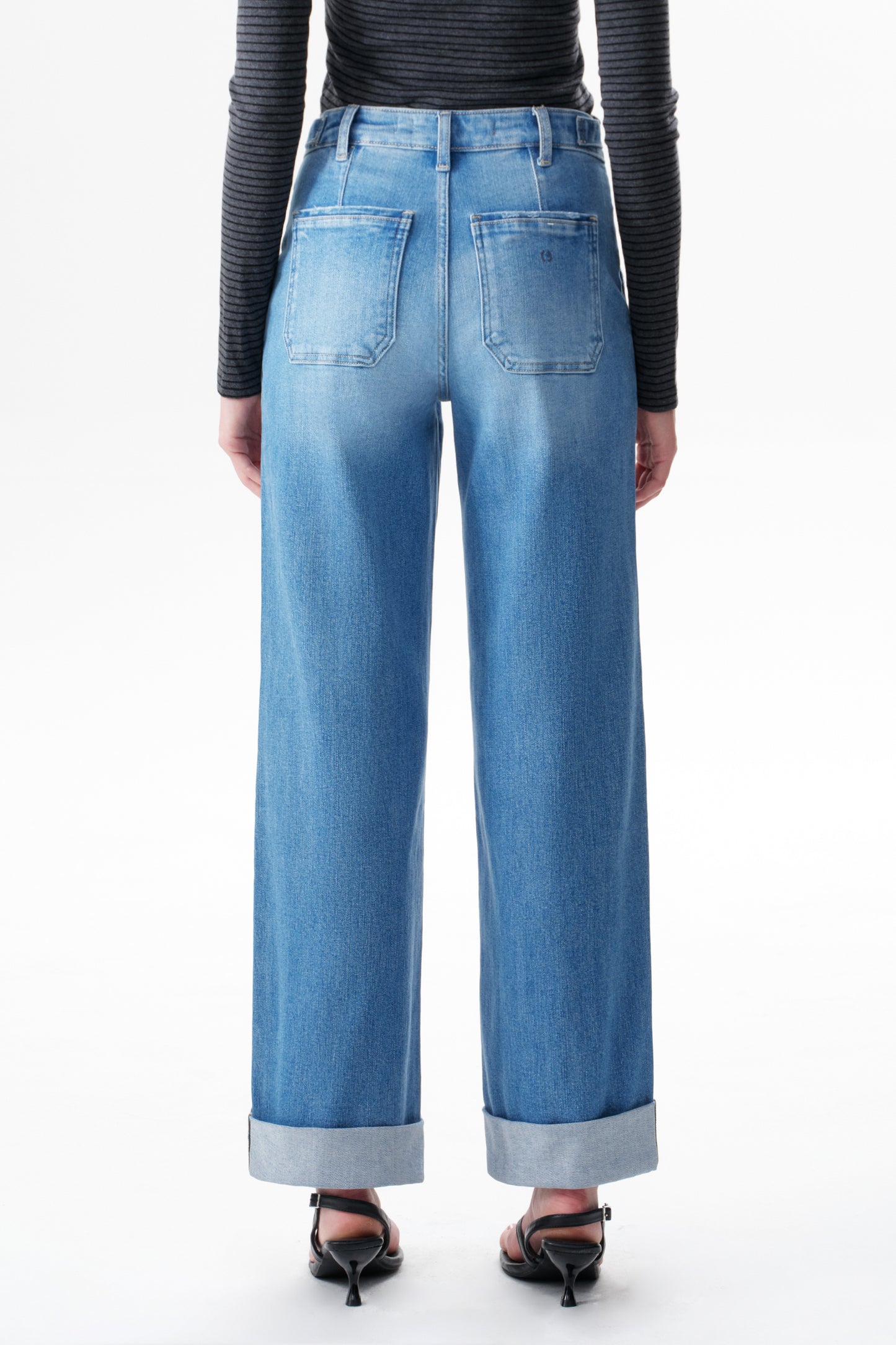 Mid High Rise Cuffed Baggy Wide Leg Full Jeans ESFW620839