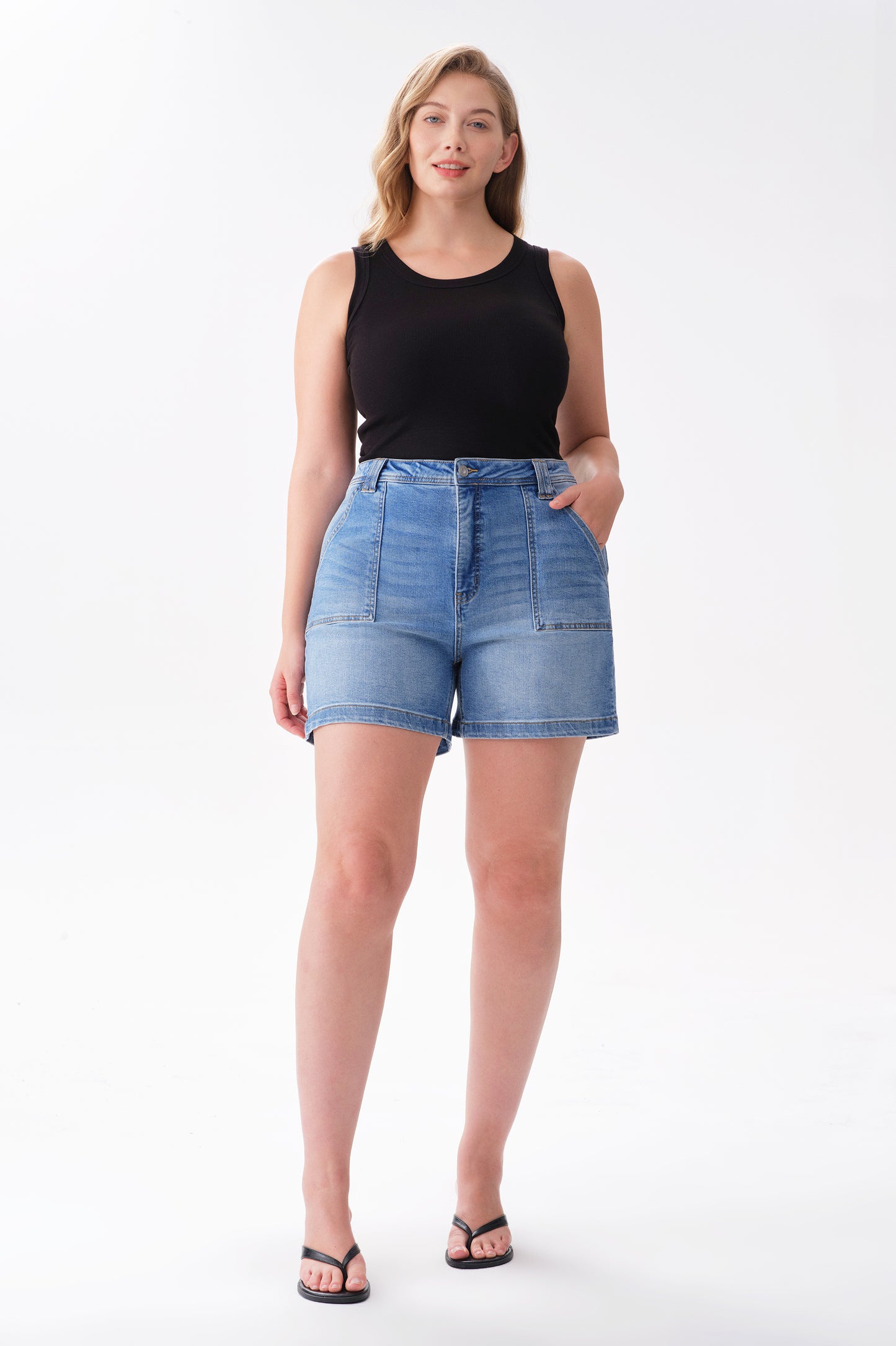 Plus High Rise Denim Shorts OSH6015-P