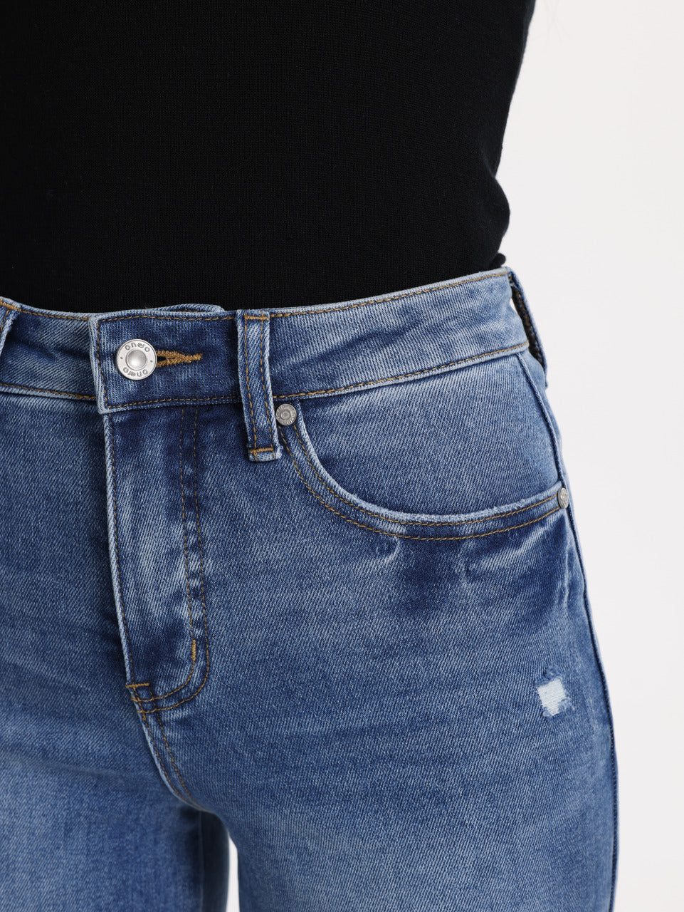 Distressed Mid Rise Wide Leg Denim Jeans OSW8028EC-P
