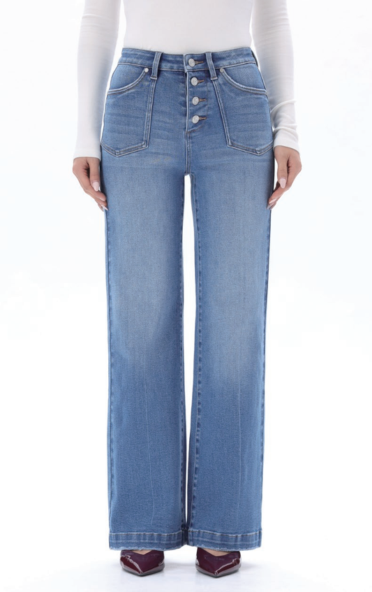 Mid High Rise Slight Flare Wide Leg Tall Jeans ESFW640831