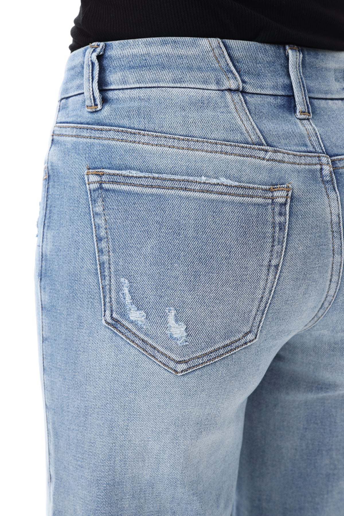 Mid Rise Wide Leg Jeans Raw Hem Vintage Denim OSW8019