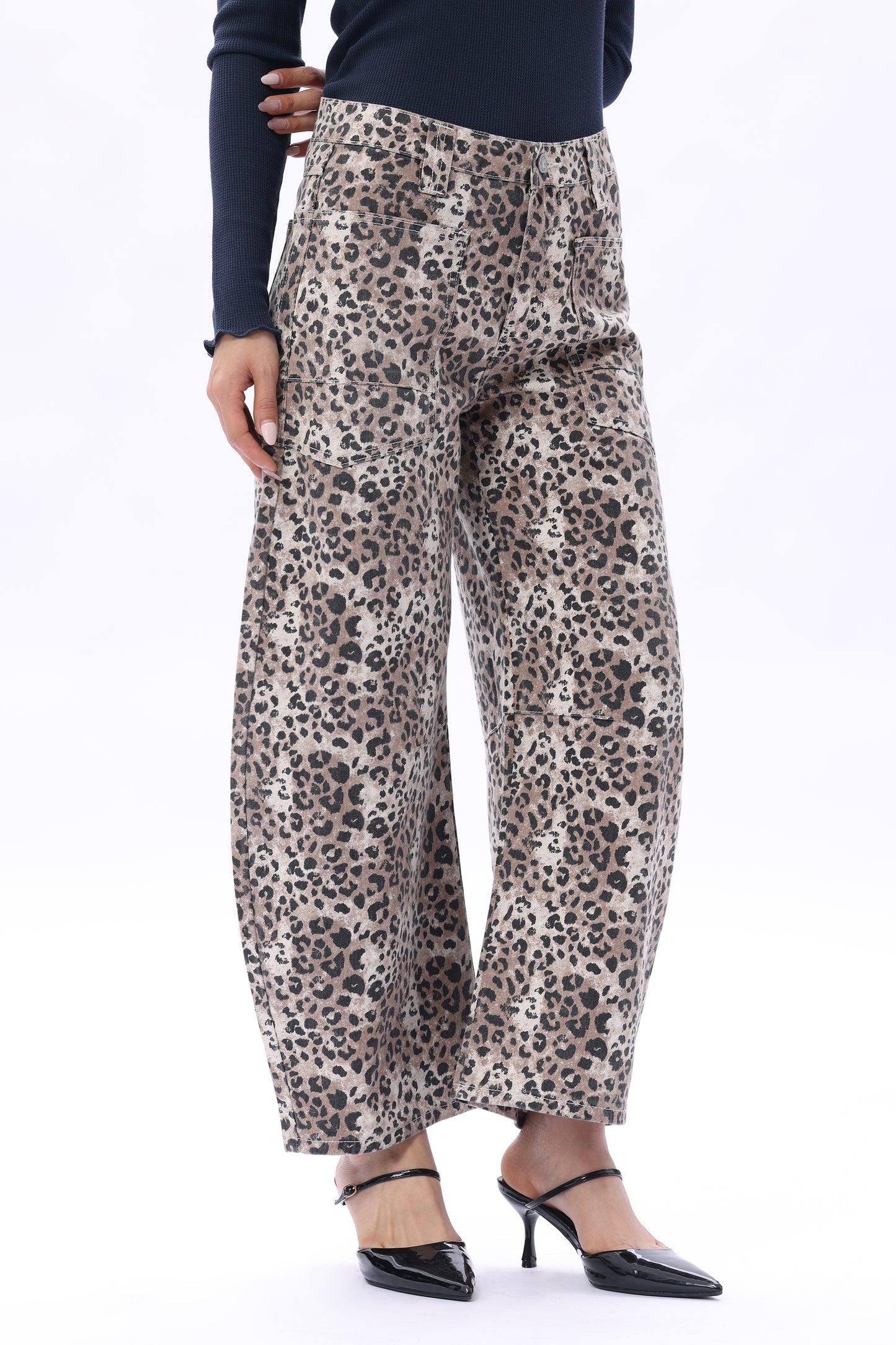 Baggy Bohemia Mid Rise Barrel Print Pants OSOX011