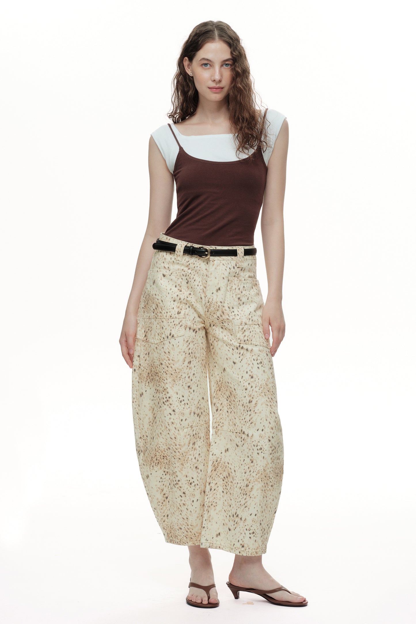 Baggy Bohemia Mid Rise Barrel Print Pants OSOX011