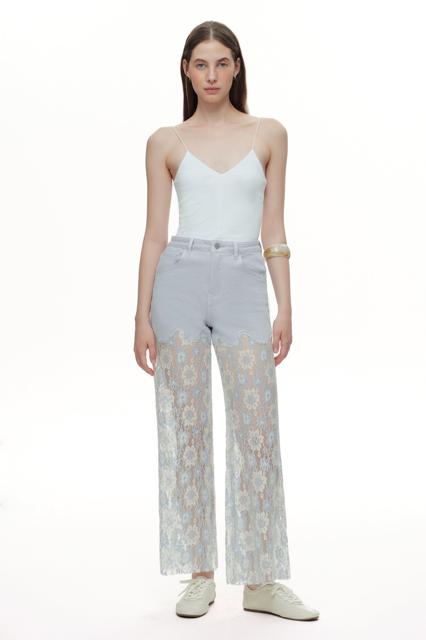 High Rise Lace Pants with Rhinestone OSW8027