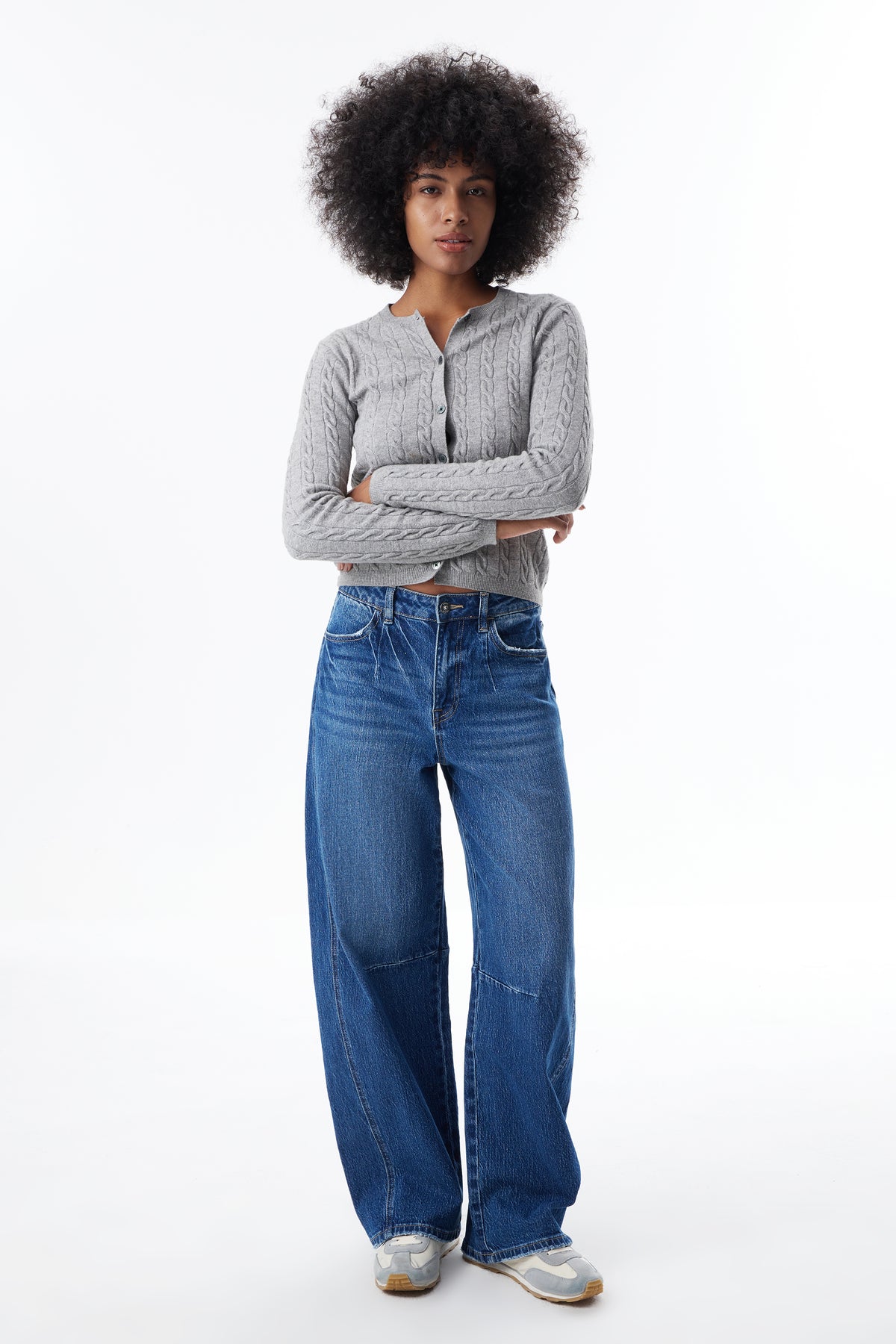 HIGH RISE CURVY DARTED BARREL FULL JEANS ESFO640X06