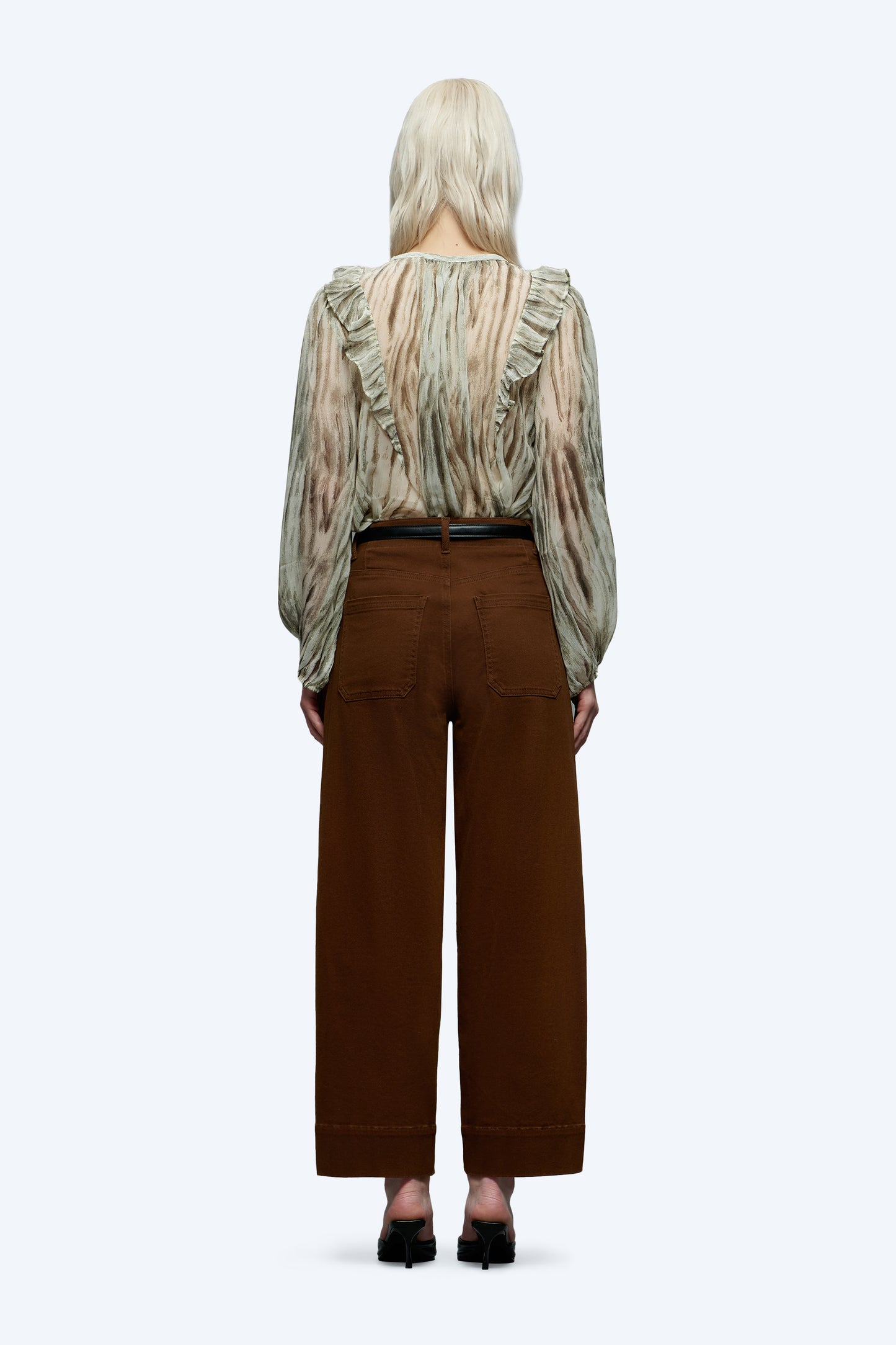 HIGH WAISTED BARREL LOOSE FIT PANTS WITH SIDE POCKET OSOX006 BROWN