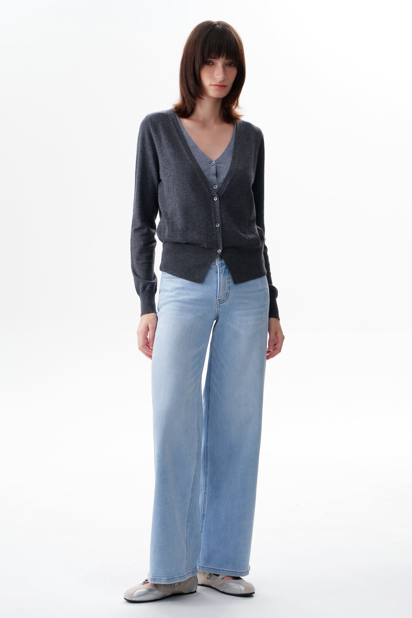 Mid Rise Baggy BBL Wide Leg Denim Jeans OSW8001