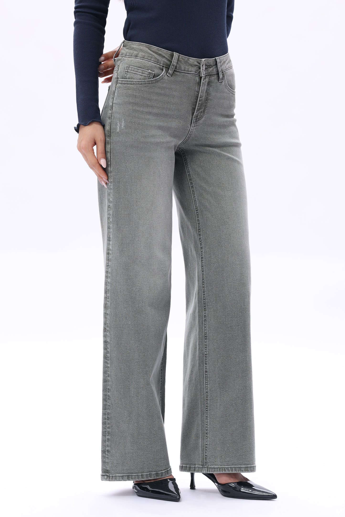 MID RISE BAGGY BBL WIDE LEG DENIM JEANS OSW8001