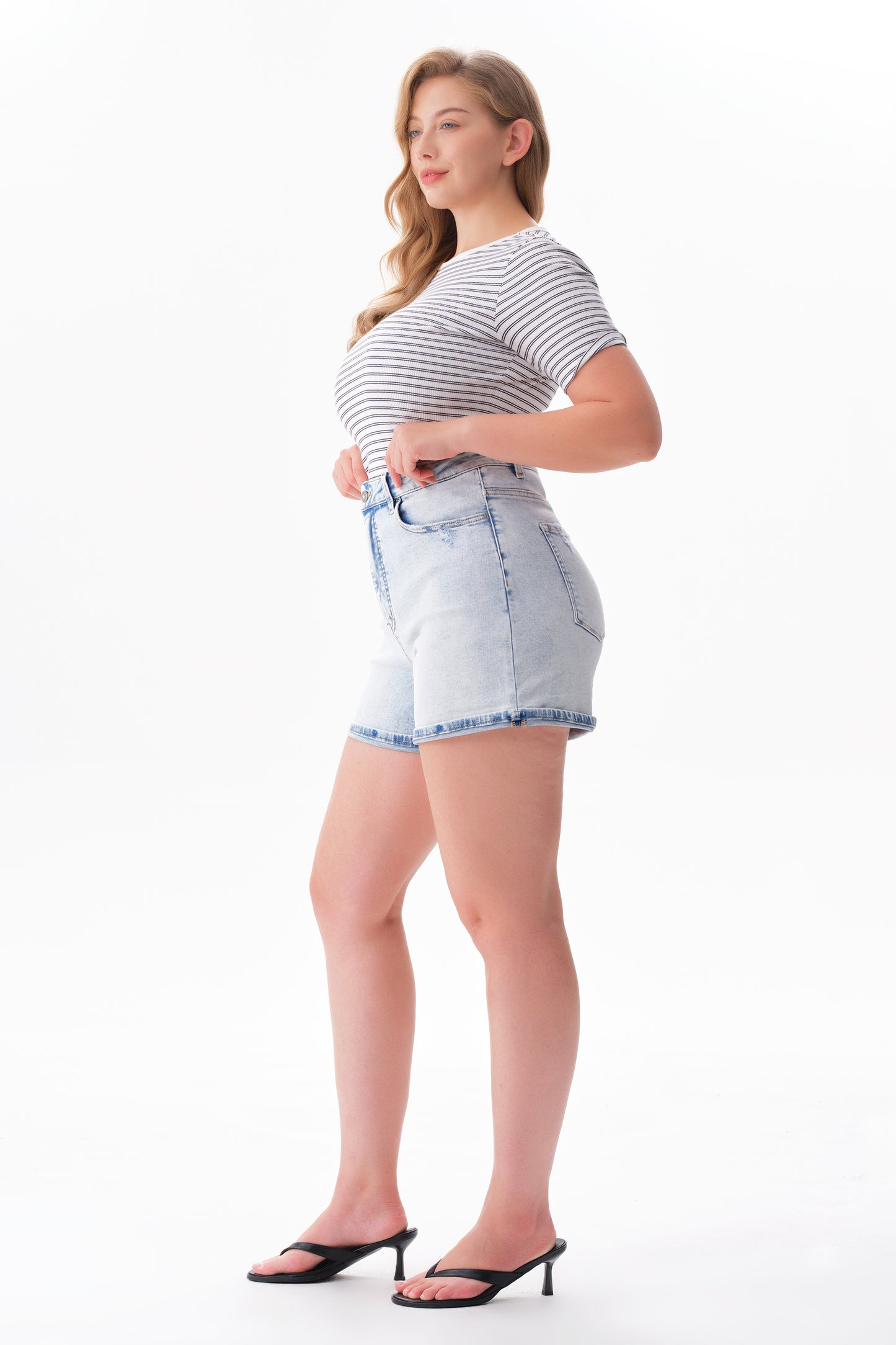 Plus High Rise Denim Shorts OSH6018-P