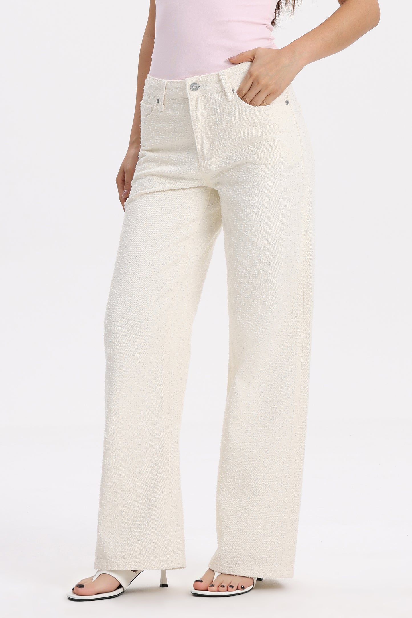 White High Waist Wide Leg Pants OSW8026