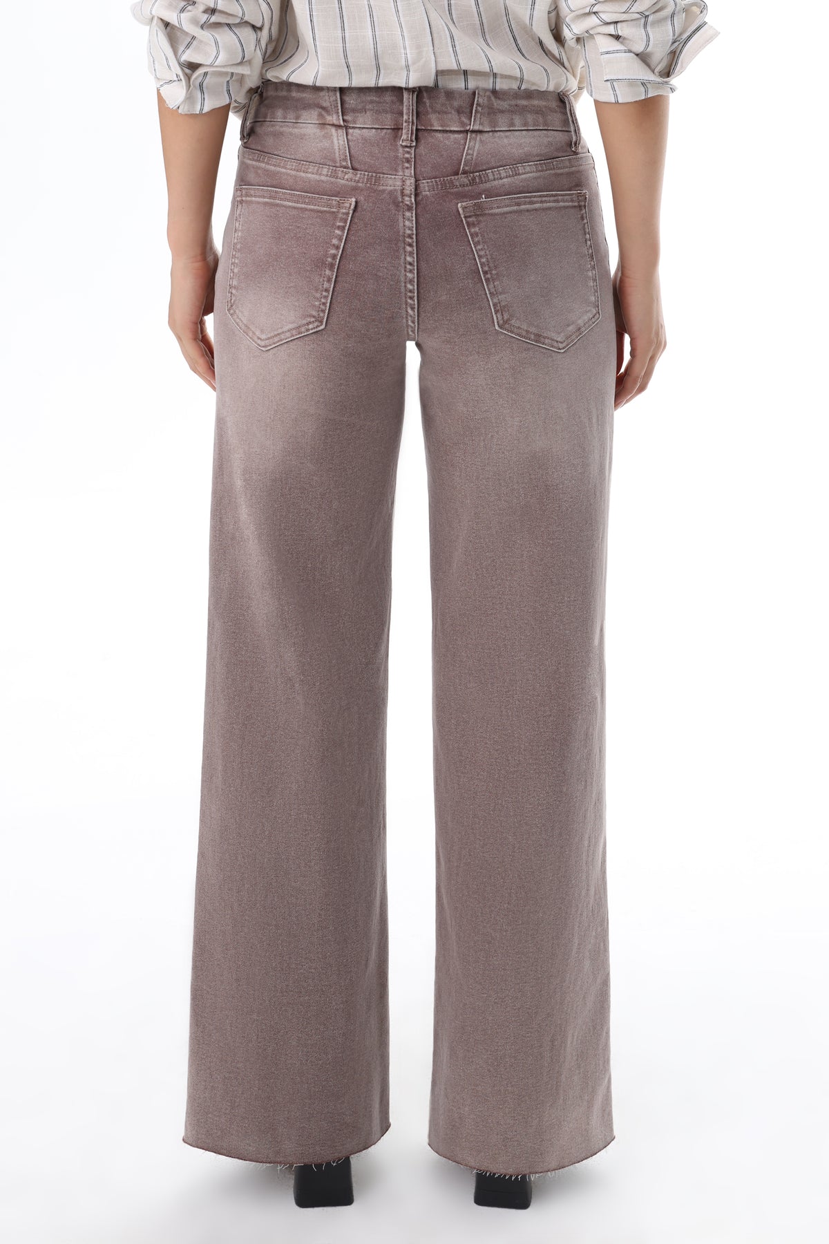 Mid Rise Wide Leg Jeans Raw Hem Vintage Denim OSW8019