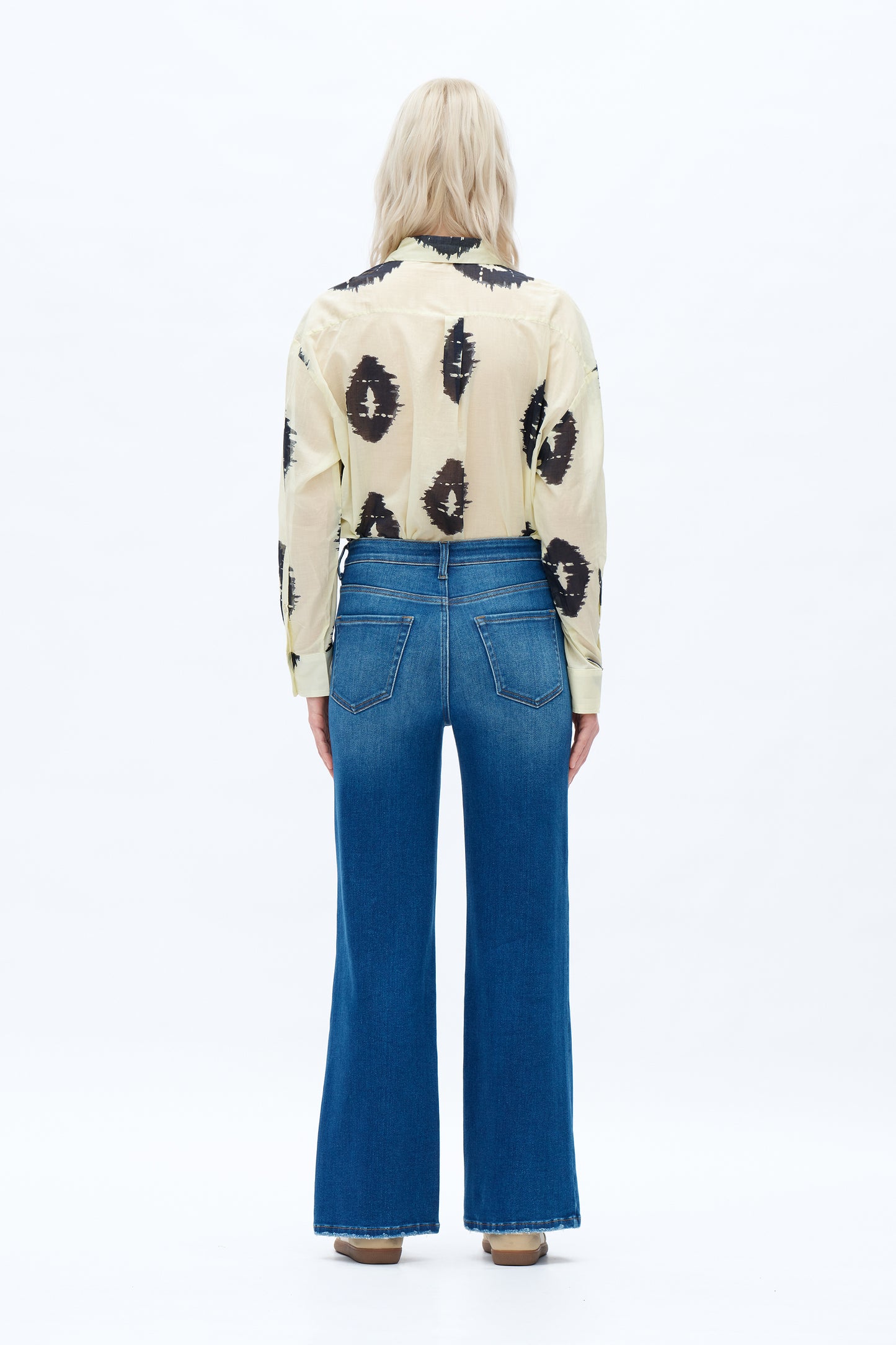 HIGH RISE STRAIGHT JEANS FRONT PATCH POCKETS OST5023