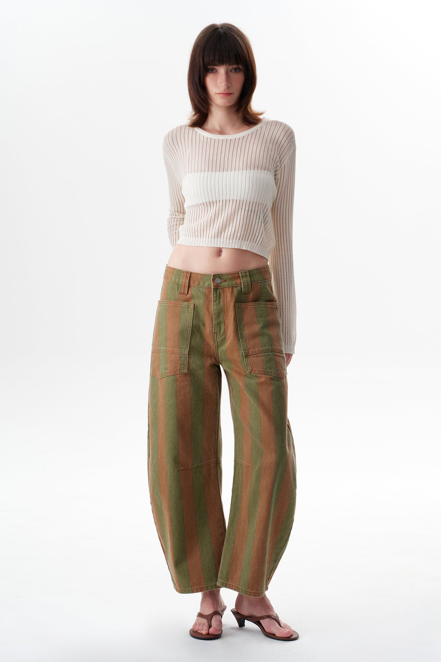 Baggy Bohemia Mid Rise Barrel Print Pants OSOX011