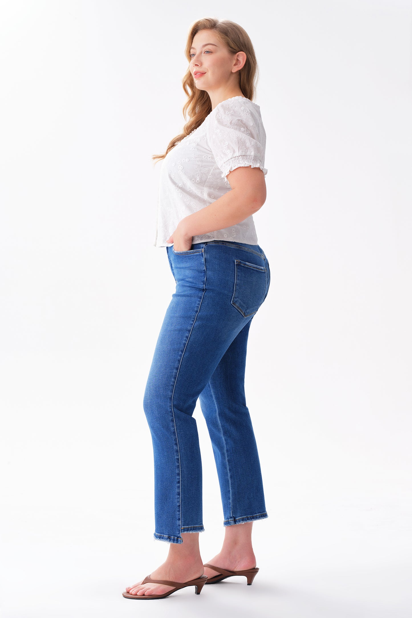 HIGH RISE STRAIGHT CROPPED JEANS ESFT630508-P